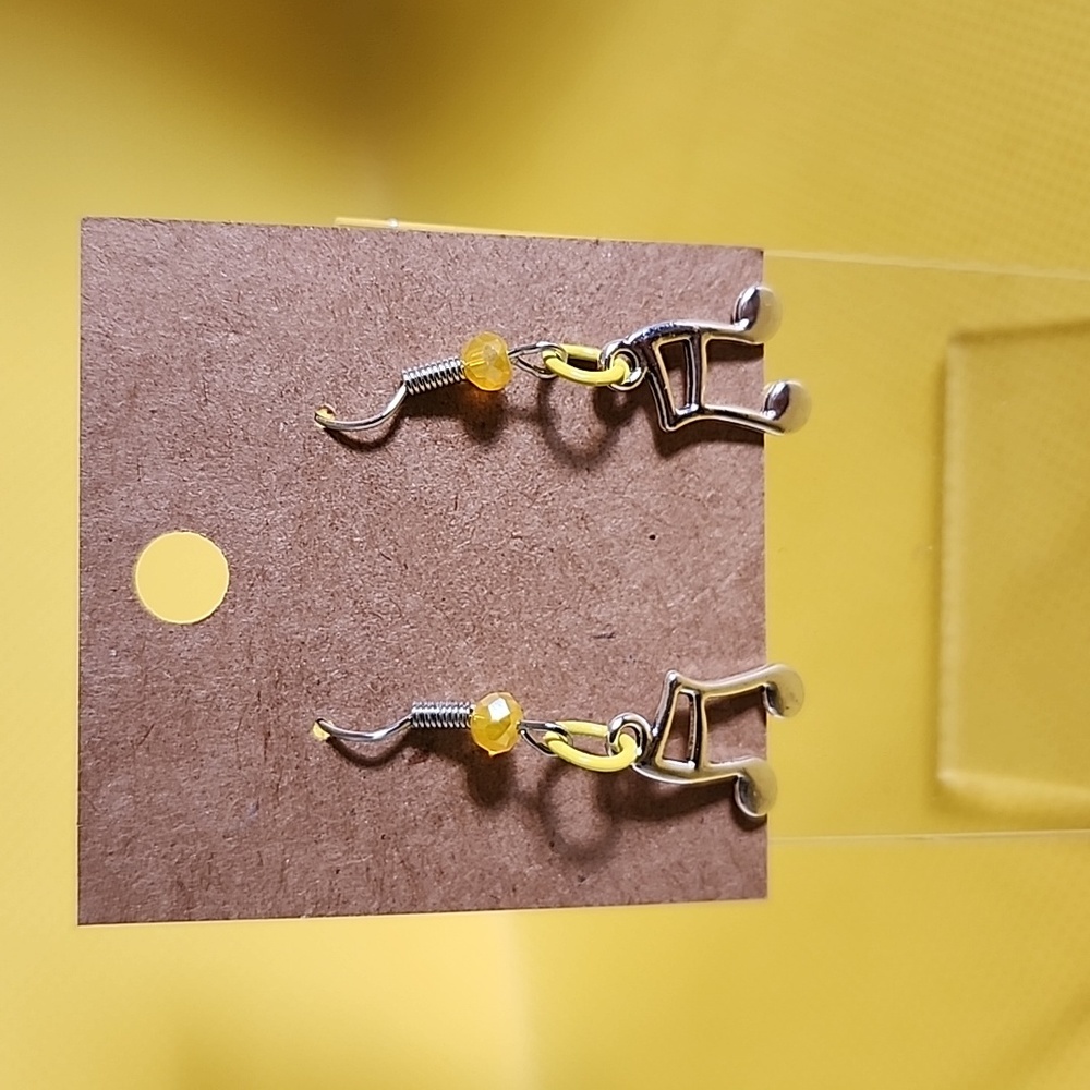 Yellow music notes earrings